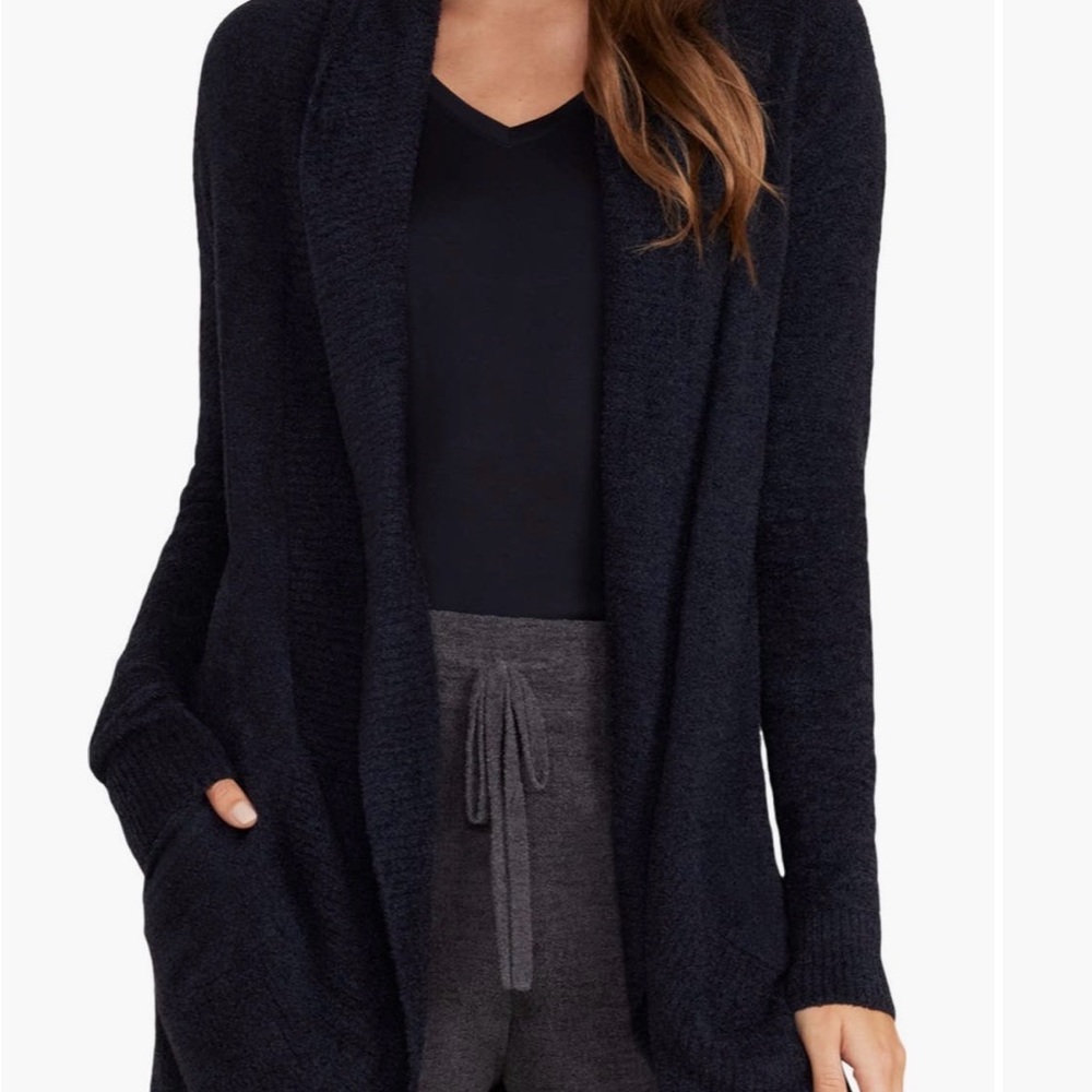 Barefoot Dreams Black CozyChic Lite Circle Cardigan Sweater Size S